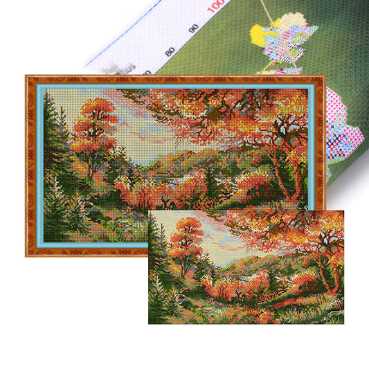 Autumn Scenery - 14CT Stamped Cross Stitch 48*30CM(Joy Sunday)
