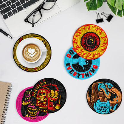 8Pcs Diamond Art Painting Coasters Craft Kit with Holder for Gift (Abstract Art)