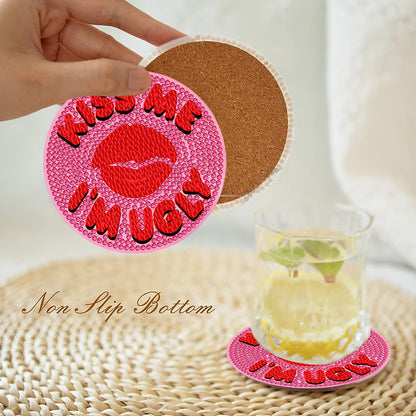 8Pcs Diamond Art Painting Coasters Craft Kit with Holder for Gift (Abstract Art)