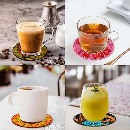 8Pcs Diamond Art Painting Coasters Craft Kit with Holder for Gift (Abstract Art)