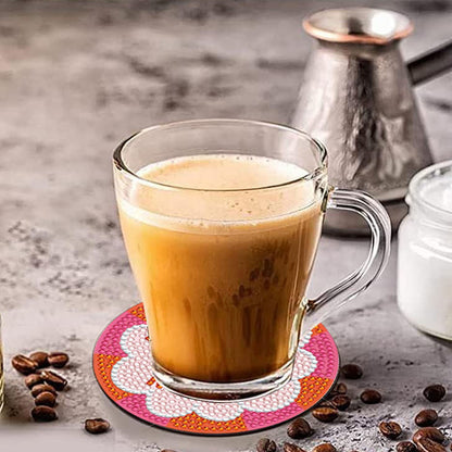 8Pcs Diamond Art Painting Coasters Craft Kit with Holder for Gift (Fractal Art)