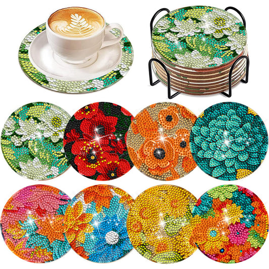 8Pcs Diamond Art Painting Coasters Craft Kit with Holder (St. Patrick Day Gnome)