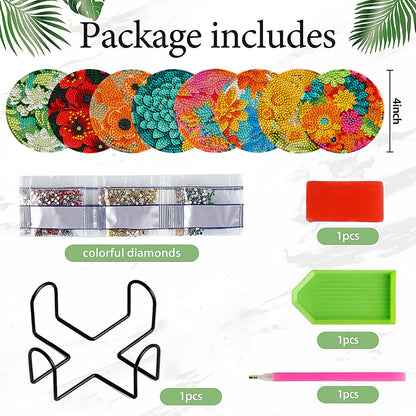 8Pcs Diamond Art Painting Coasters Craft Kit with Holder (St. Patrick Day Gnome)