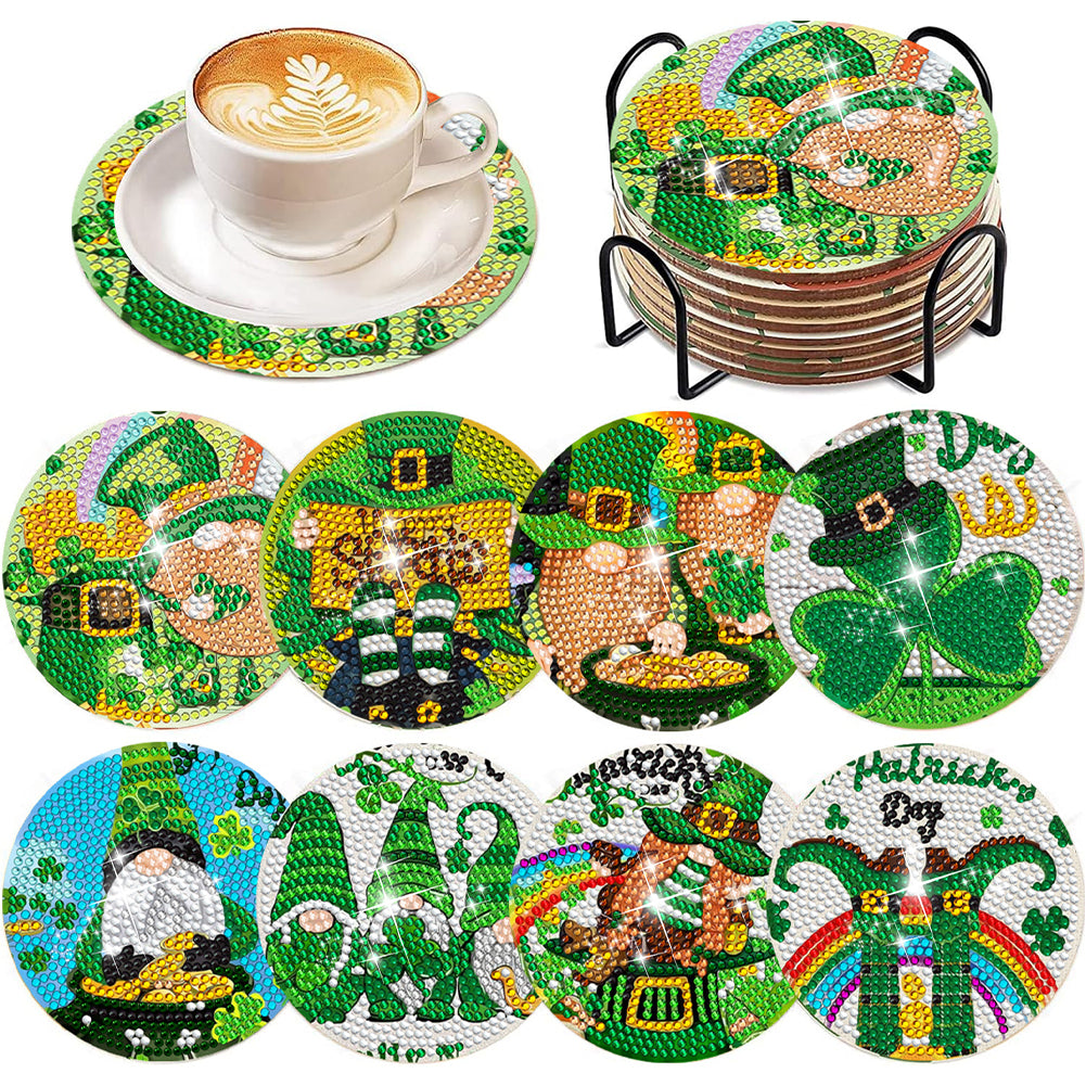 6Pcs Diamond Art Painting Coasters Craft Kit with Holder for Gift (Easter Egg)