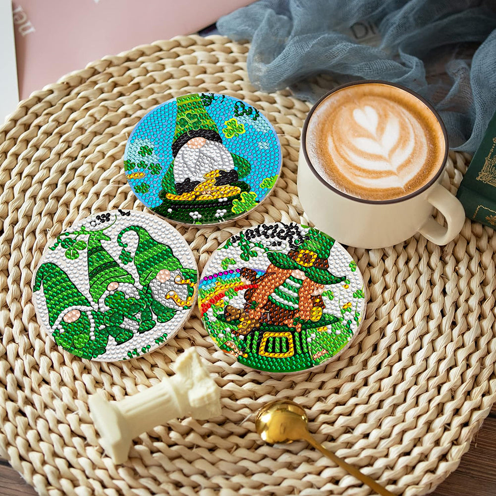 6Pcs Diamond Art Painting Coasters Craft Kit with Holder for Gift (Easter Egg)