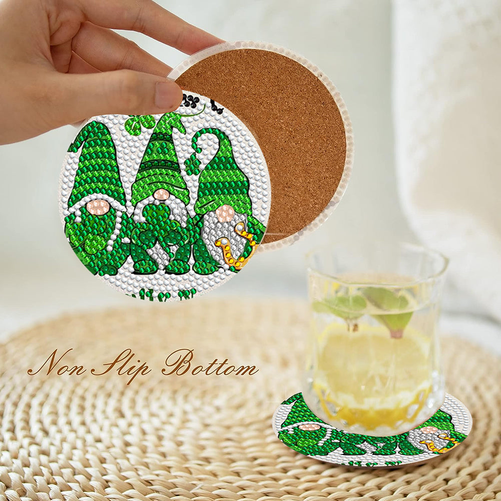 6Pcs Diamond Art Painting Coasters Craft Kit with Holder for Gift (Easter Egg)