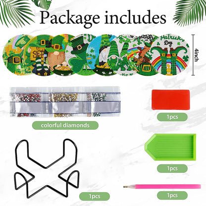 6Pcs Diamond Art Painting Coasters Craft Kit with Holder for Gift (Easter Egg)