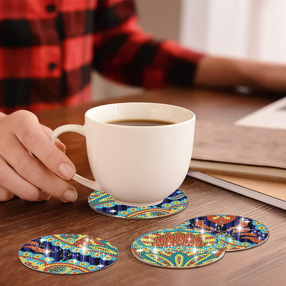 8 Pcs Diamond Art Coaster Diamond Painting Coaster with Holder (Gorgeous Flower)