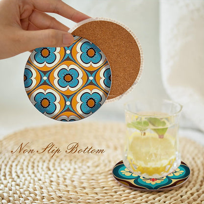 8Pcs Diamond Art Coaster Diamond Painting Coaster with Holder (Marigold Pattern)