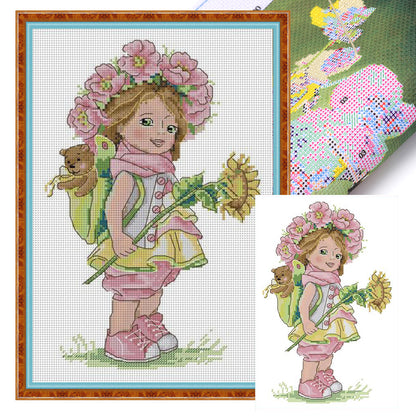 Summer Girl - 14CT Stamped Cross Stitch 22*34CM(Joy Sunday)