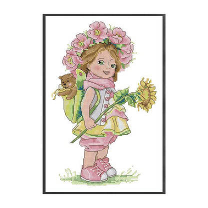 Summer Girl - 14CT Stamped Cross Stitch 22*34CM(Joy Sunday)