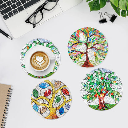 8 Pcs Diamond Art Coasters Diamond Art Coasters Crafts for Gifts (Colorful Tree)