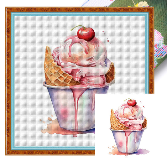 Ice Cream - 18CT Stamped Cross Stitch 30*30CM