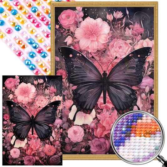 Flowers Butterfly - Full AB Round Drill Diamond Painting 40*60CM