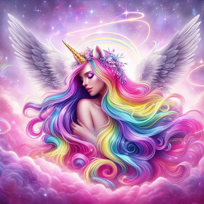 Rainbow Unicorn Girl - Full Round Drill Diamond Painting 30*30CM