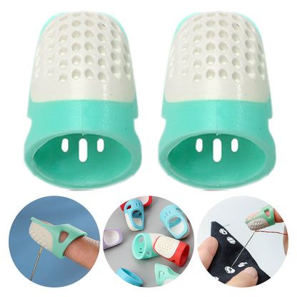 Sewing Thimble Finger Protector DIY Sewing Tool for Needlework (Green Medium)