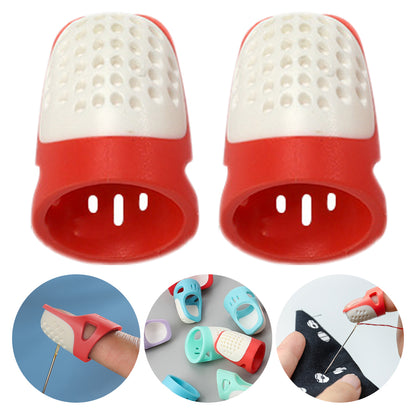 Sewing Thimble Finger Protector DIY Sewing Tool for Needlework (Red Small)