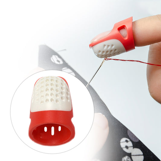 Sewing Thimble Finger Protector DIY Sewing Tool for Needlework (Red Medium)