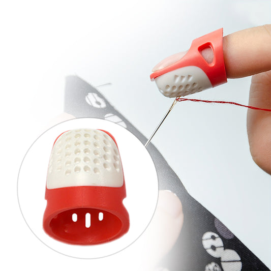 Sewing Thimble Finger Protector DIY Sewing Tool for Needlework (Red Large)