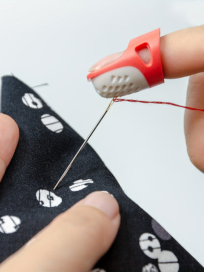 Sewing Thimble Finger Protector DIY Sewing Tool for Needlework (Red Large)