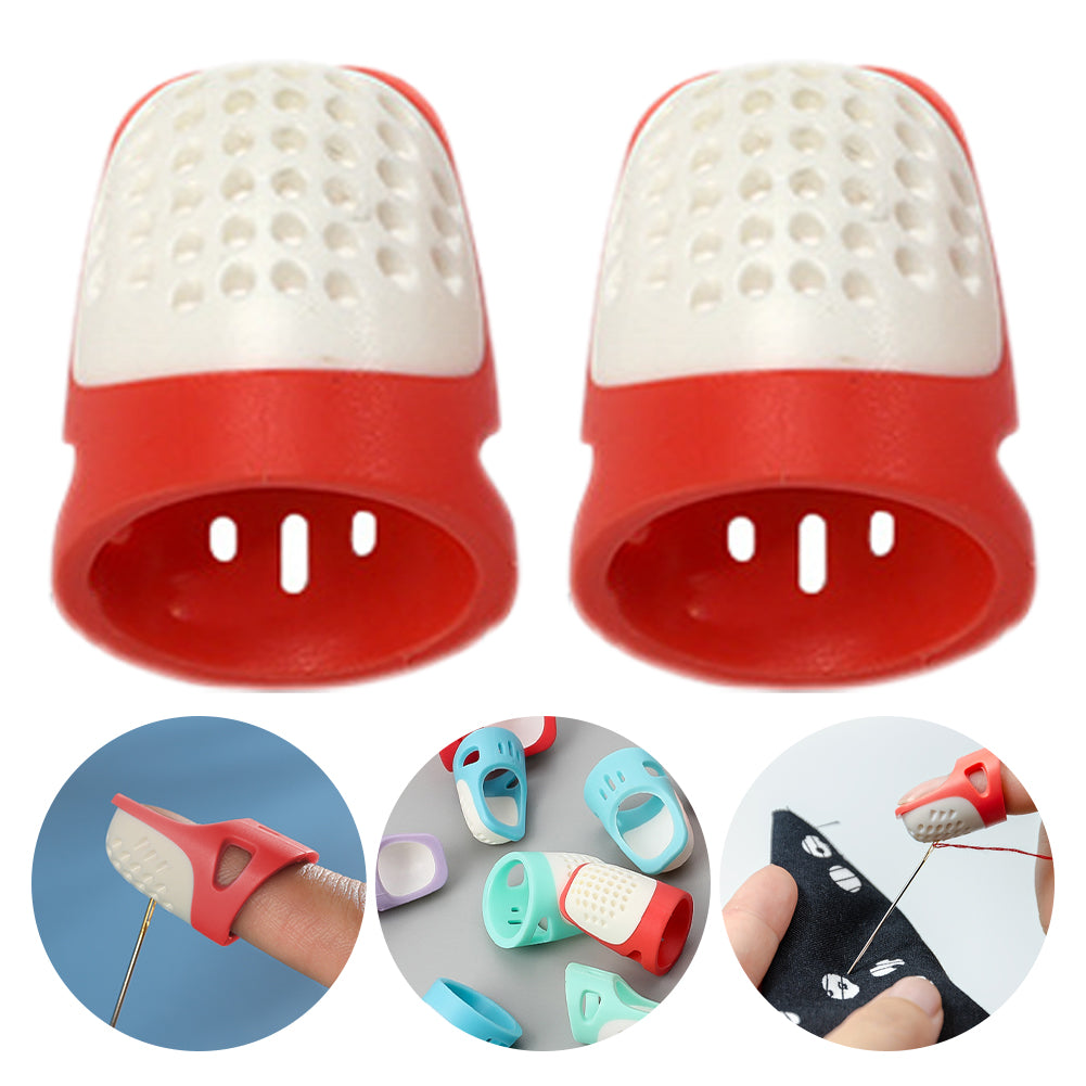 Sewing Thimble Finger Protector DIY Sewing Tool for Needlework (Red Large)