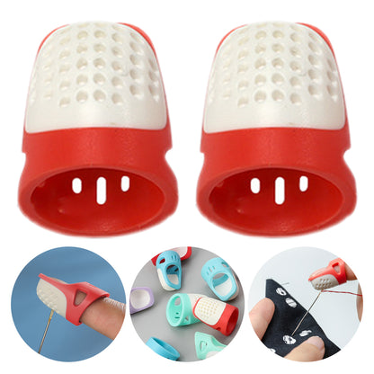 Sewing Thimble Finger Protector DIY Sewing Tool for Needlework (Red Large)