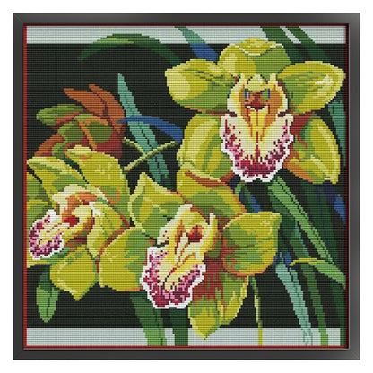 Orchid(12) - 14CT Stamped Cross Stitch 38*38CM(Joy Sunday)