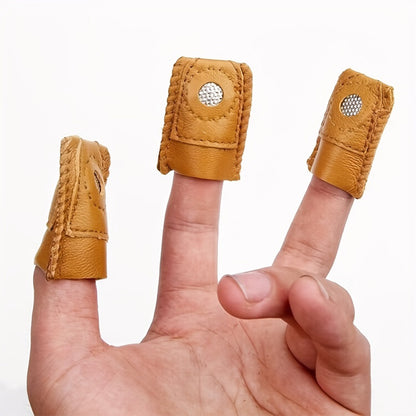 2 Pcs Finger Shield Protector Needle Felting Knitting Guard(1 Honeycomb1 Large)
