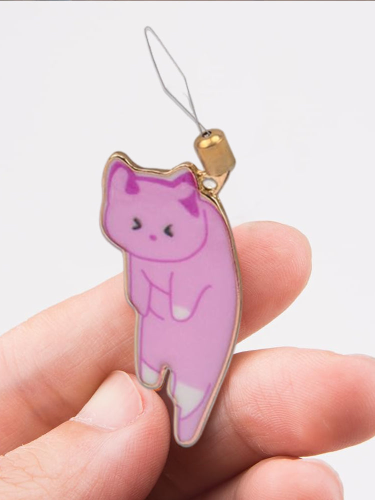 Cute Cat Magnetic Needle Holder Threader Household Magnetic Pin Holder (Pink)