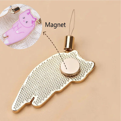 Cute Cat Magnetic Needle Holder Threader Household Magnetic Pin Holder (Pink)