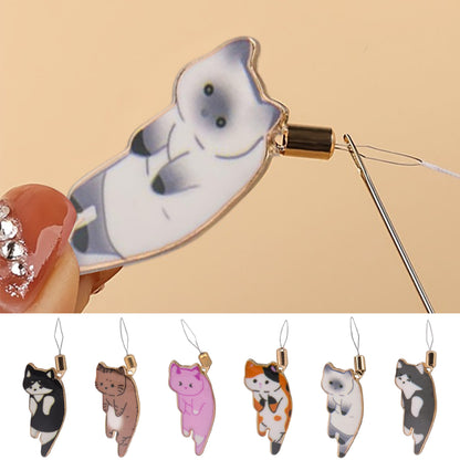 Cute Cat Magnetic Needle Holder Threader Household Magnetic Pin Holder (6 Pcs)