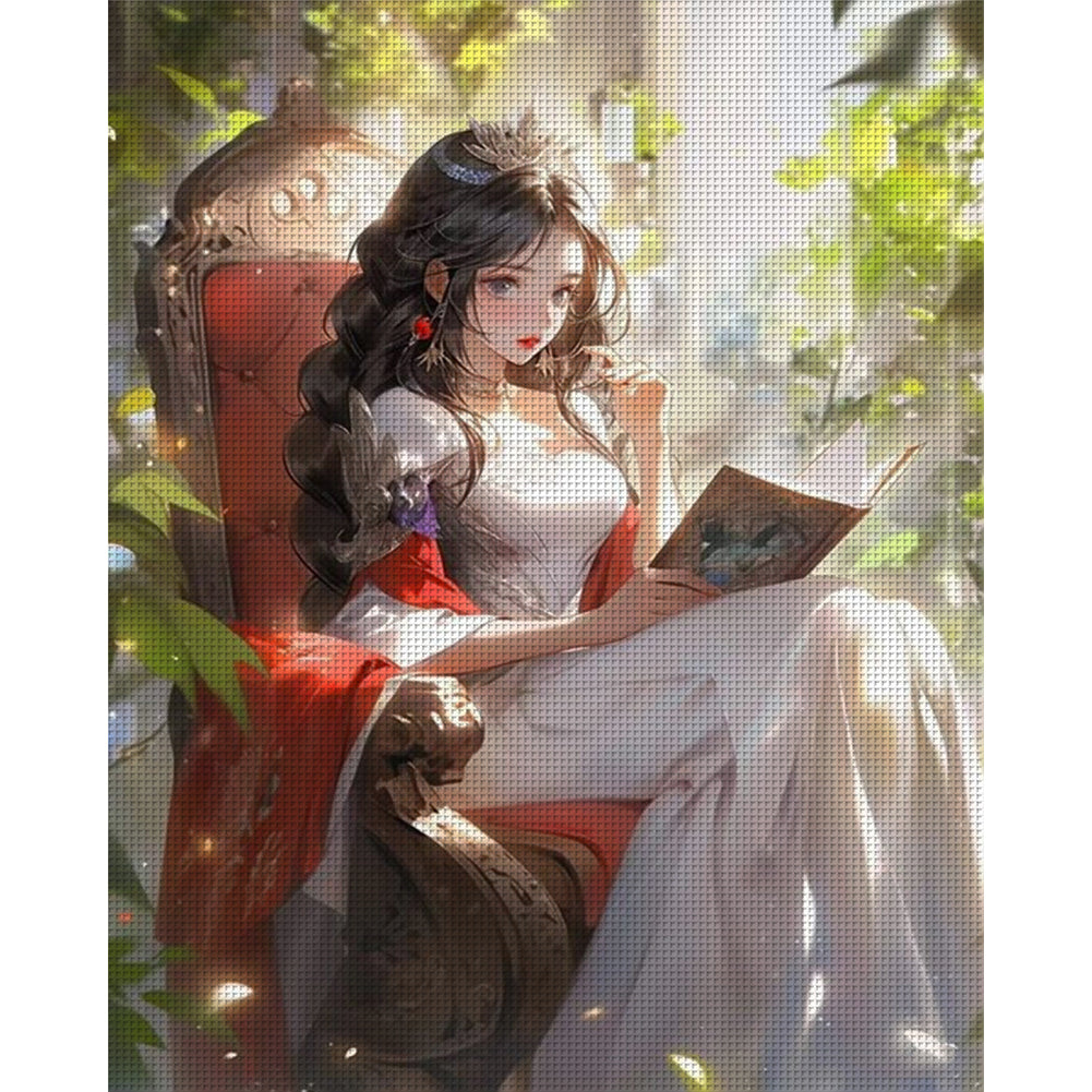 Girl Reading Book - 11CT Stamped Cross Stitch 40*50CM