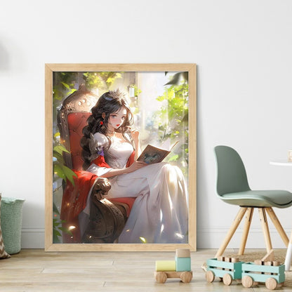 Girl Reading Book - 11CT Stamped Cross Stitch 40*50CM