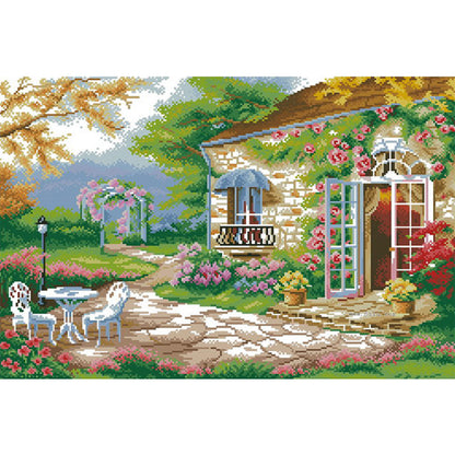 Romantic Back Garden - 14CT Stamped Cross Stitch 53*38CM(Joy Sunday)