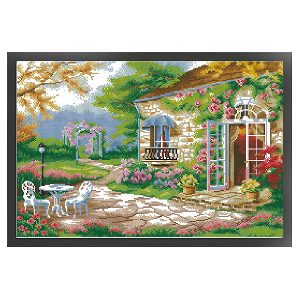 Romantic Back Garden - 14CT Stamped Cross Stitch 53*38CM(Joy Sunday)