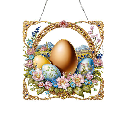 Easter Egg Scene Single-Sided Diamond Art Hanging Pendant for Office Home Decor
