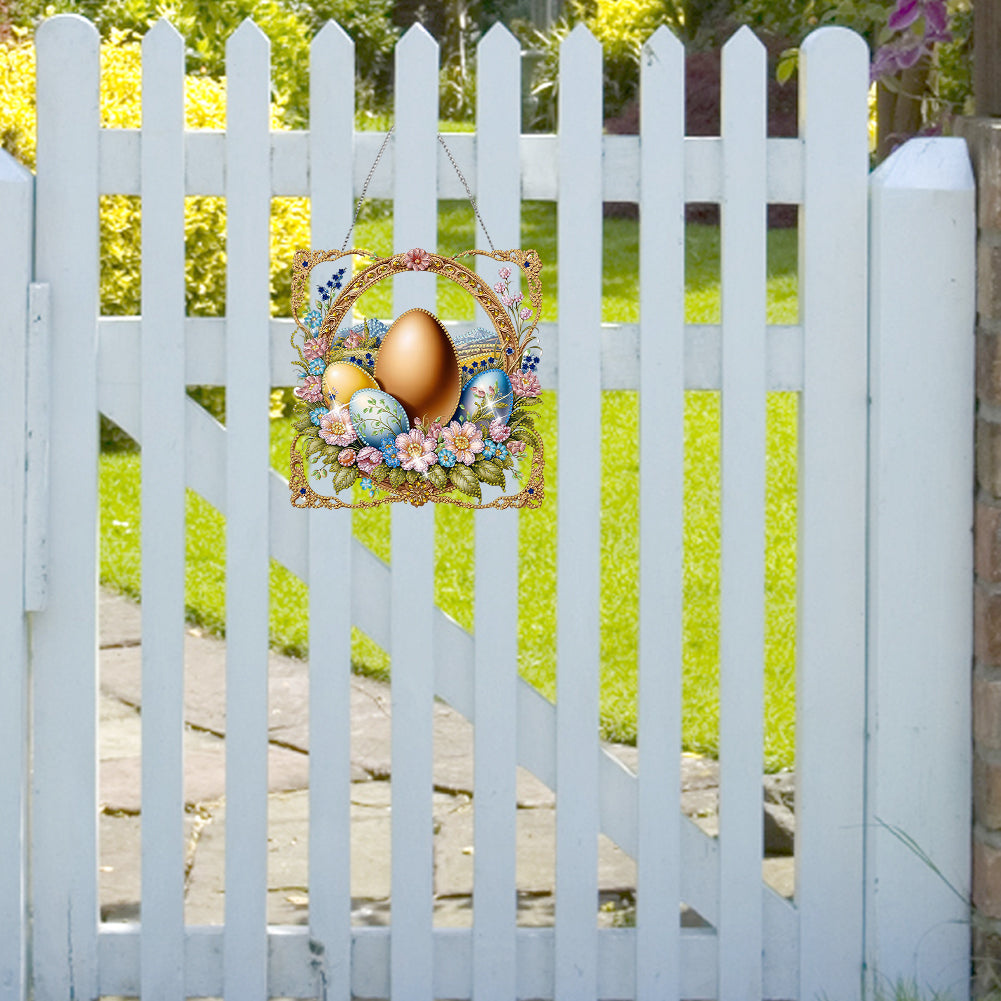 Easter Egg Scene Single-Sided Diamond Art Hanging Pendant for Office Home Decor