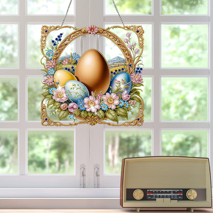 Easter Egg Scene Single-Sided Diamond Art Hanging Pendant for Office Home Decor