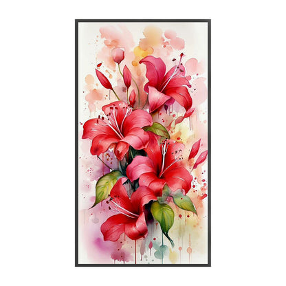 Red Lily - 14CT Stamped Cross Stitch 25*45CM