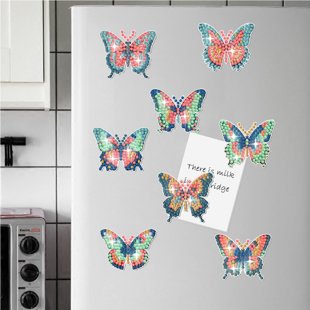 8 Pcs Full Drill Diamond Painting Magnets Refrigerator for Adult Kid (Butterfly)