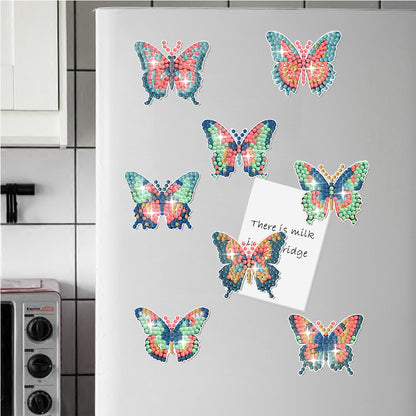 8 Pcs Full Drill Diamond Painting Magnets Refrigerator for Adult Kid (Butterfly)
