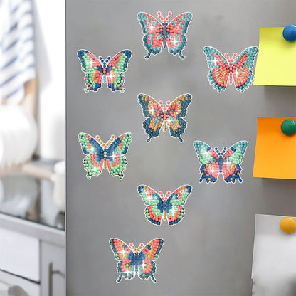 8 Pcs Full Drill Diamond Painting Magnets Refrigerator for Adult Kid (Butterfly)