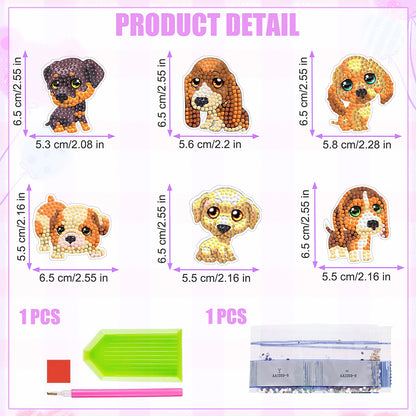 6 Pcs Full Drill Diamond Painting Magnets Refrigerator for Adults Kids (Dog)