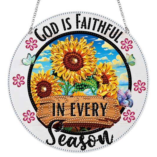 Acrylic Suncatcher Window Door Sign Hanging Decor Garden Decor (God is Faithful)