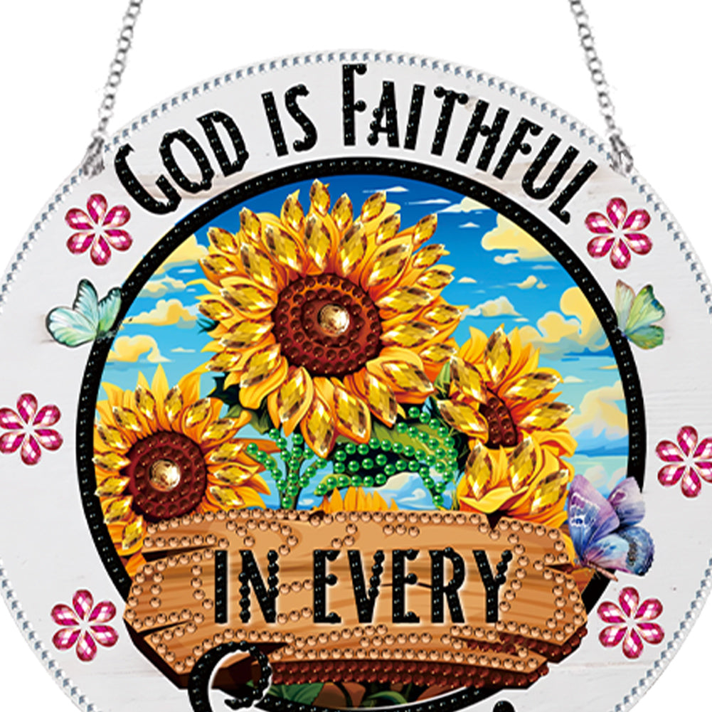 Acrylic Suncatcher Window Door Sign Hanging Decor Garden Decor (God is Faithful)