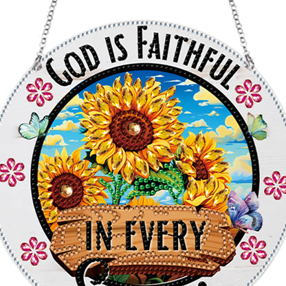 Acrylic Suncatcher Window Door Sign Hanging Decor Garden Decor (God is Faithful)