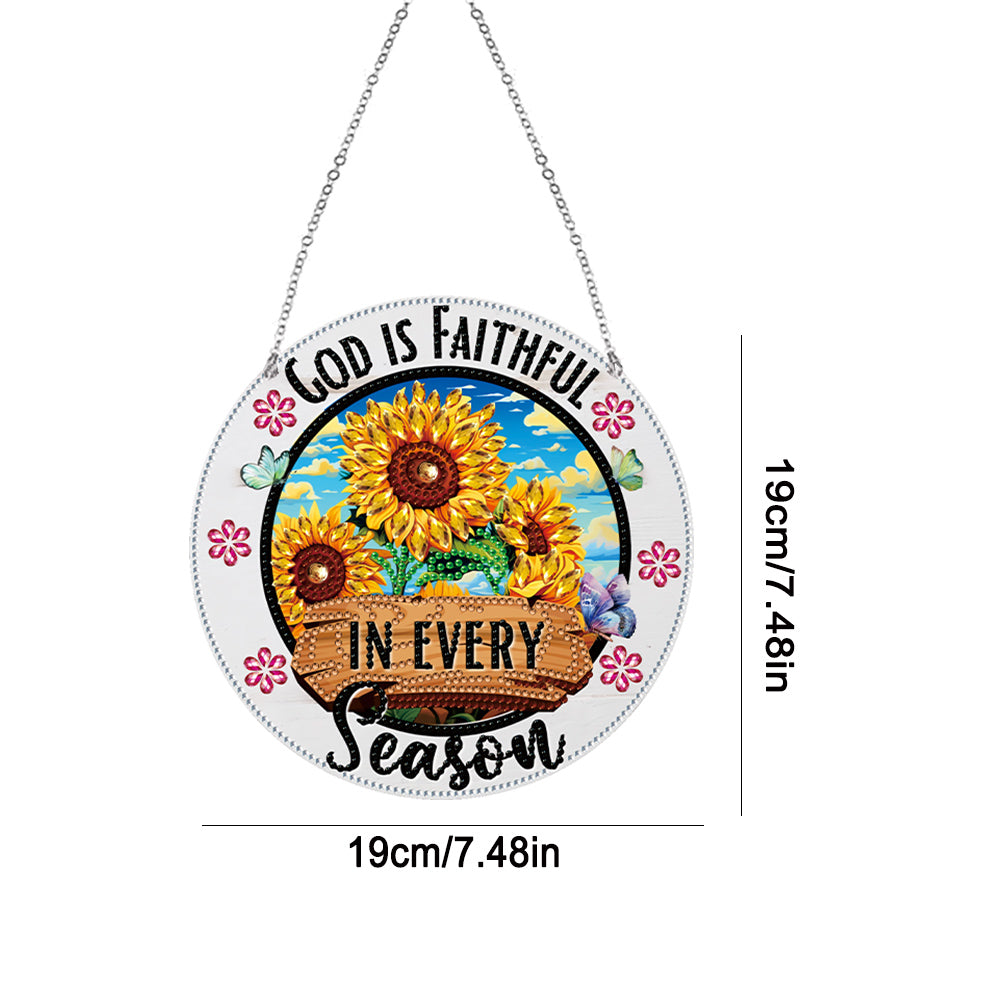 Acrylic Suncatcher Window Door Sign Hanging Decor Garden Decor (God is Faithful)