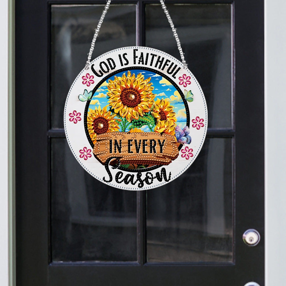 Acrylic Suncatcher Window Door Sign Hanging Decor Garden Decor (God is Faithful)