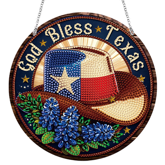 Acrylic Suncatcher Window Door Sign Hanging Decor Garden Decor (God Bless Texas)