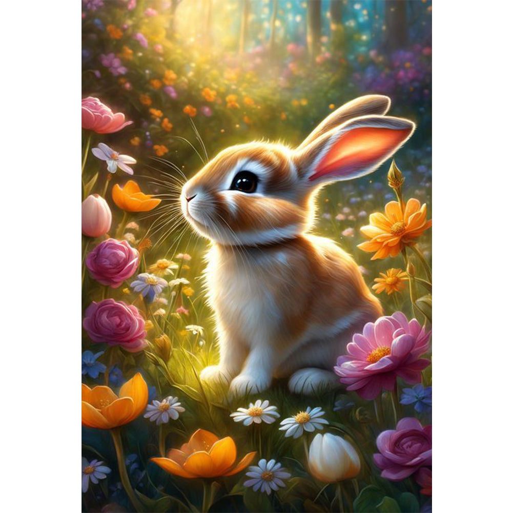 Rabbit In Flowers - 14CT Stamped Cross Stitch 35*50CM